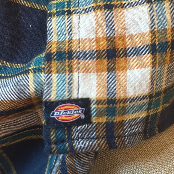 Dickies Crafted for Women VGUC yellow, blue, green plaid button down. Cotton - Picture 11 of 11